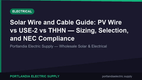 Solar Wire and Cable Guide: PV Wire vs USE-2 vs THHN — Sizing, Selection, and NEC Compliance