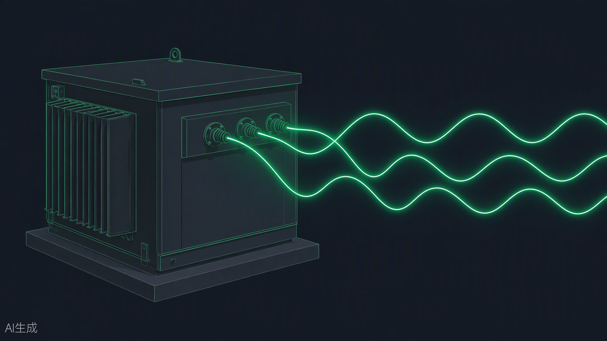 kVA to amps calculator hero — transformer with glowing phase waveforms, Portlandia Electric Supply