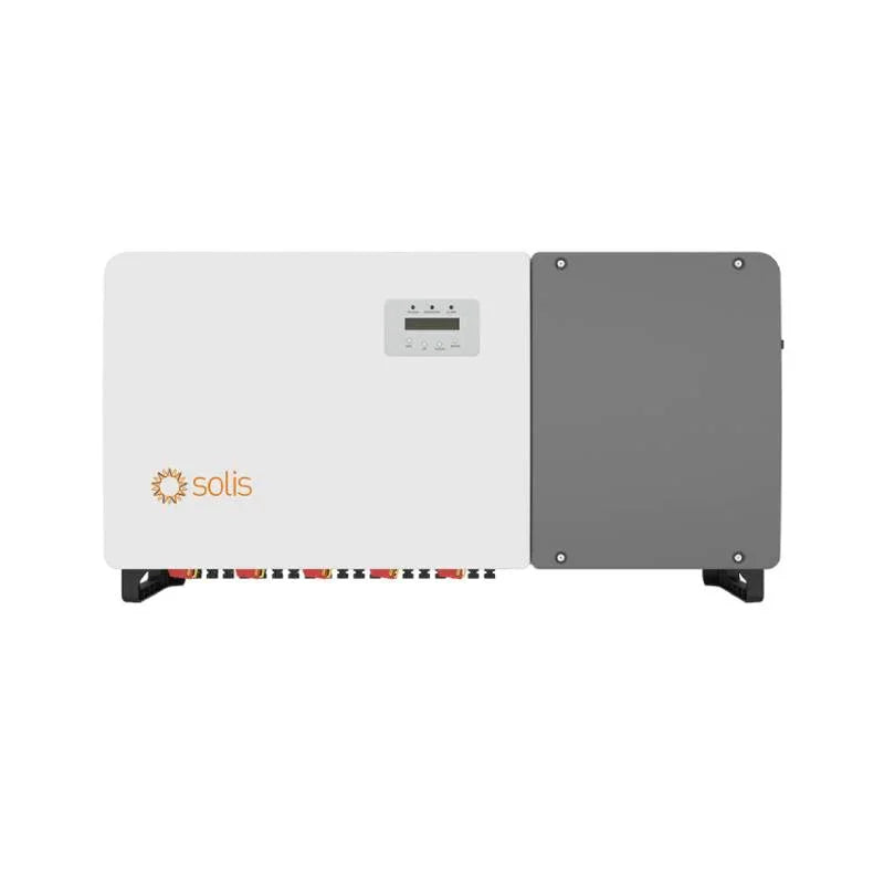 Solis 75K 5G US solar inverter front view with display panel and brand logo