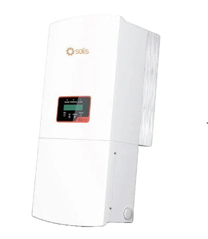 Solis 1P8K-4G-US solar inverter, white unit with digital display, wall-mounted