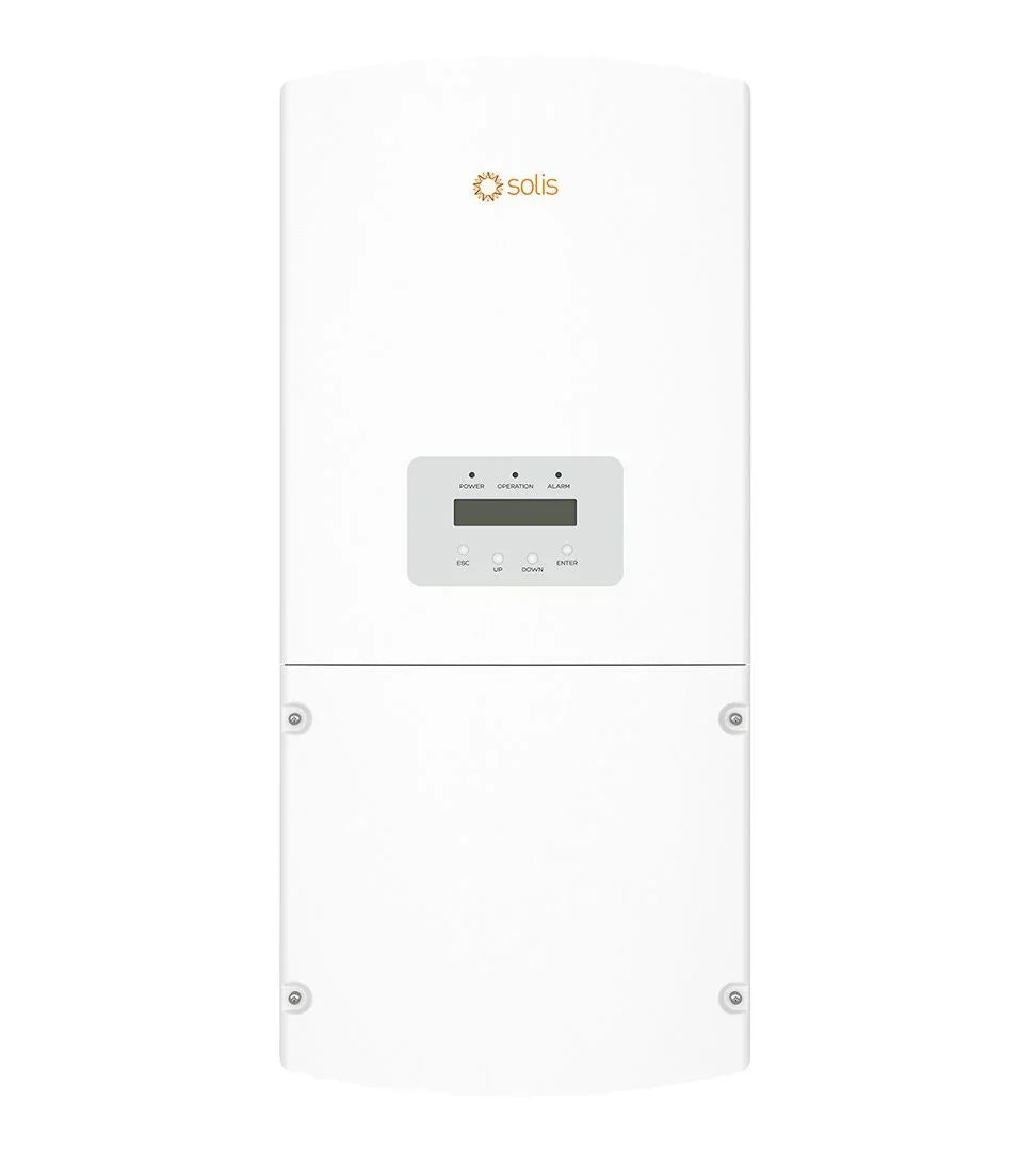 Solis 1P8K-4G-US white solar inverter front view with LCD display and control buttons