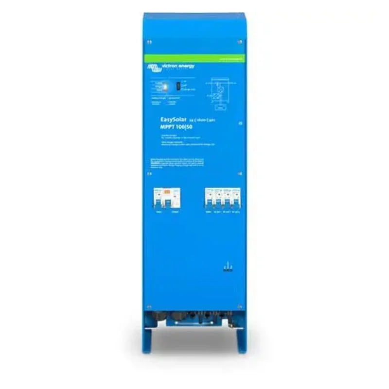 Victron Energy EasySolar MPPT 100/50 solar inverter charger front view, blue unit
