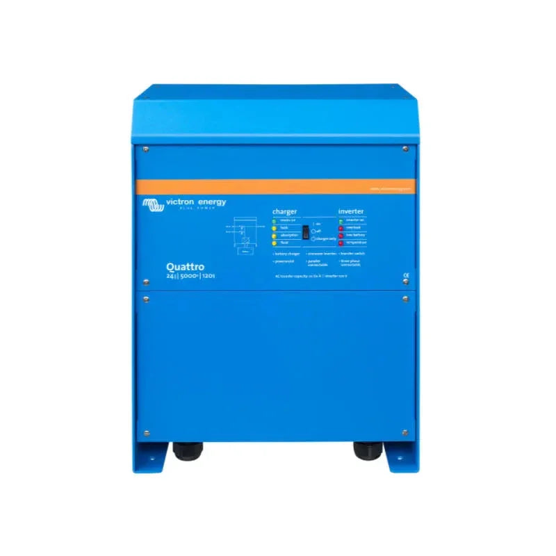 Victron Energy Quattro 24V inverter charger blue front view on white background