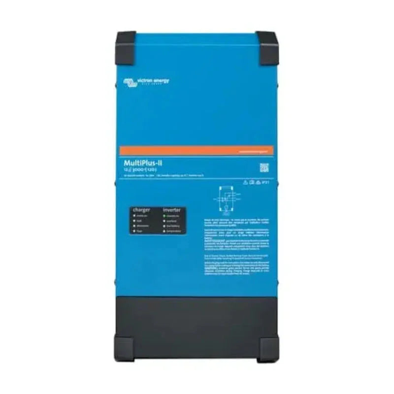 Victron Energy MultiPlus-II inverter charger blue front view on white background