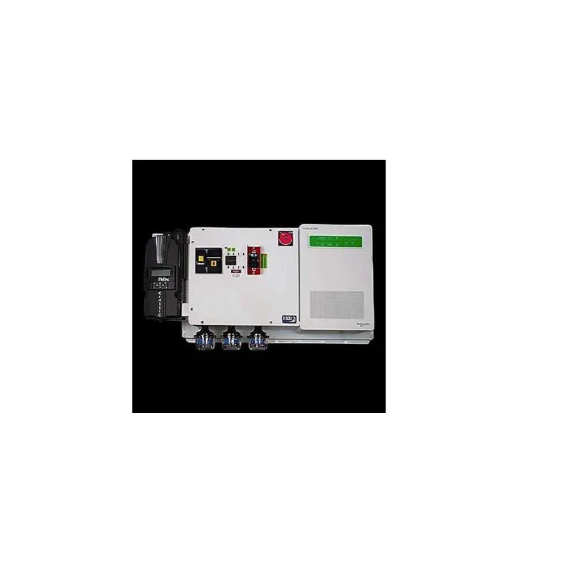 MidNite Solar MNSW4048-CL250 control panel with switches and outlets on black background