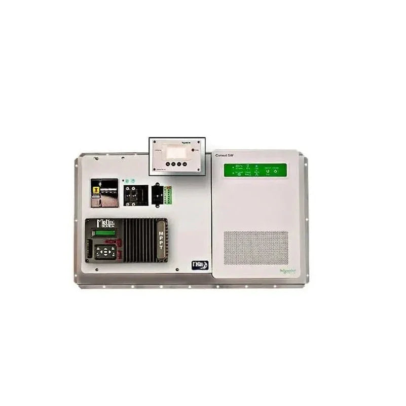 MidNite Solar MNSW4048-KID-B front view, solar power control panel, MPPT charge controller, inverter system