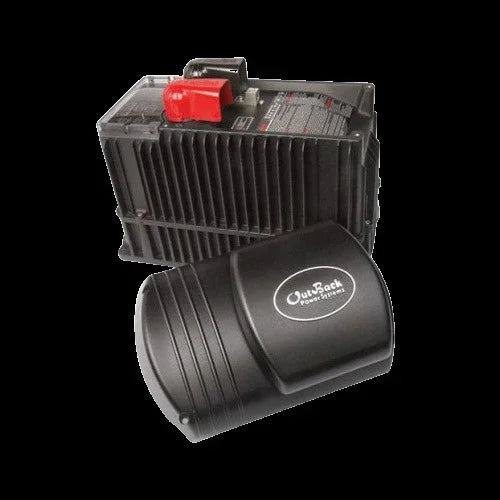 OutBack Power FXR2348E inverter charger front view with black housing and logo