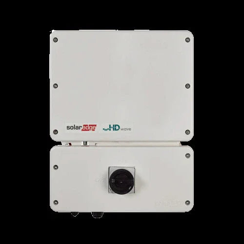 Front view of SolarEdge SE5000H-US inverter HD-Wave technology white enclosure