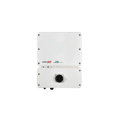 SolarEdge SE10000H-US inverter front view, white HD-Wave solar power equipment