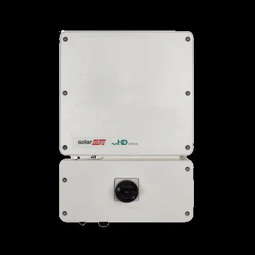 SolarEdge SE11400H-US inverter front view, white HD-Wave solar power inverter unit