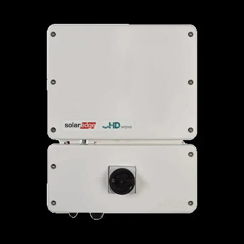 SolarEdge SE5000H-US inverter front view with HD-Wave logo on white background