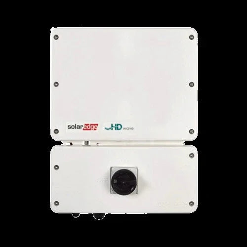 SolarEdge SE3800H-US inverter front view, white HD-Wave solar power equipment