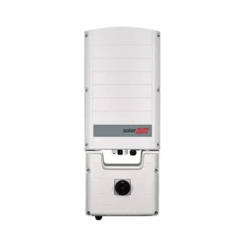 SolarEdge SE40K-USR8IBNZ4 white solar inverter front view with label and controls