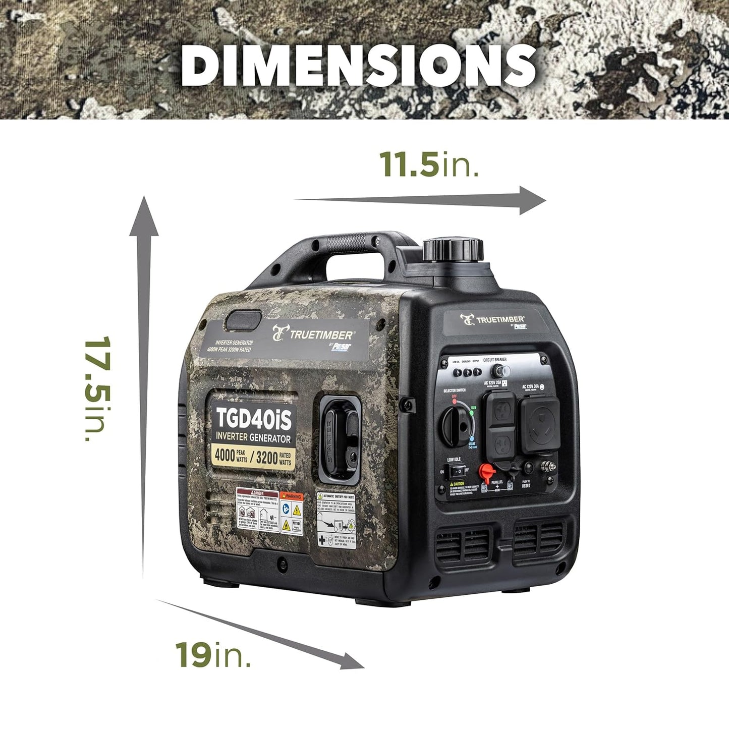 Pulsar True Timber Camo Portable Inverter Generator - TGD40iS, view 6