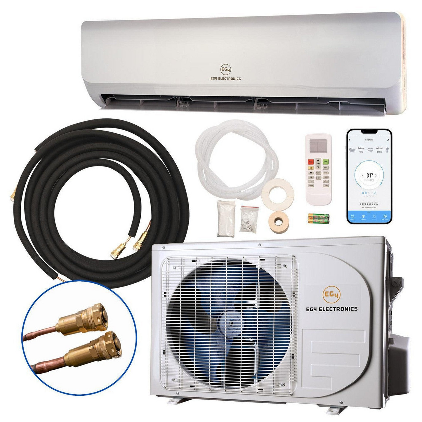 EG4 9K Mini-Split Air Conditioner Heat Pump 9000 BTU SEER2 29.5 Plug-N-Cool EG4MISP9K
