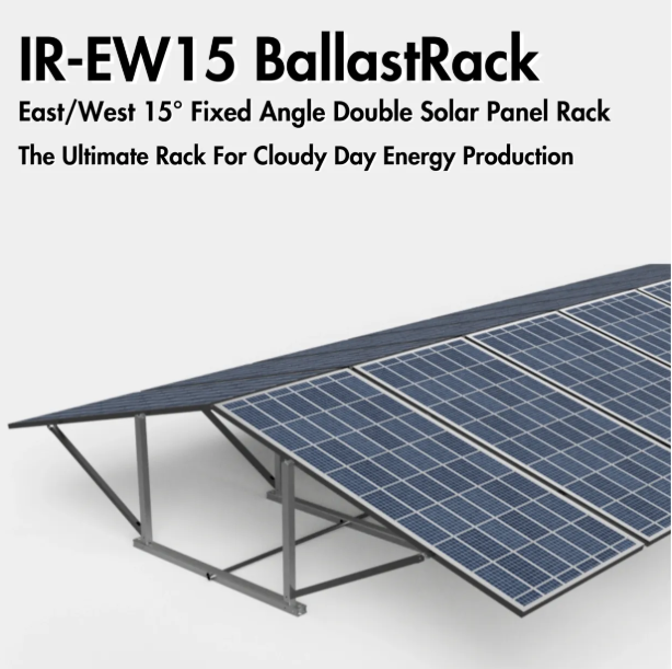 IntegraRack IR-EW15 BallastRack | 2-Panel Rack | East/West 15 Degree Fixed Angle – Aluminum