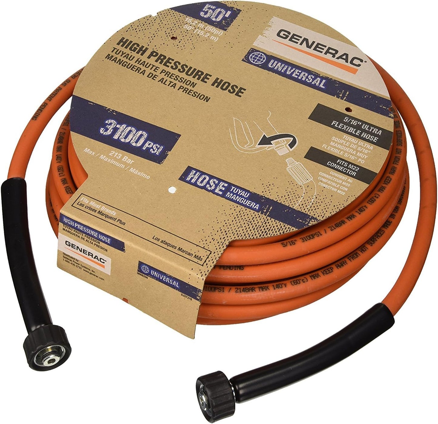 Generac 50' x 5/16"Orange Pressure Washer Hose