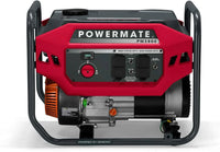 A red and black Generac PM3800 portable generator with an open frame design, featuring control panel and power outlets.