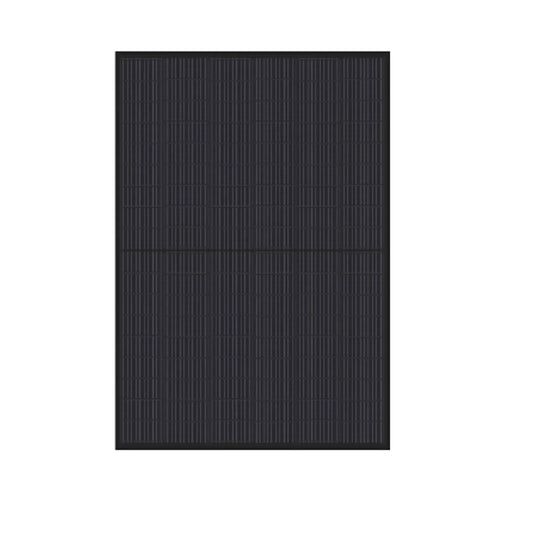 Two black solar panels on a white background