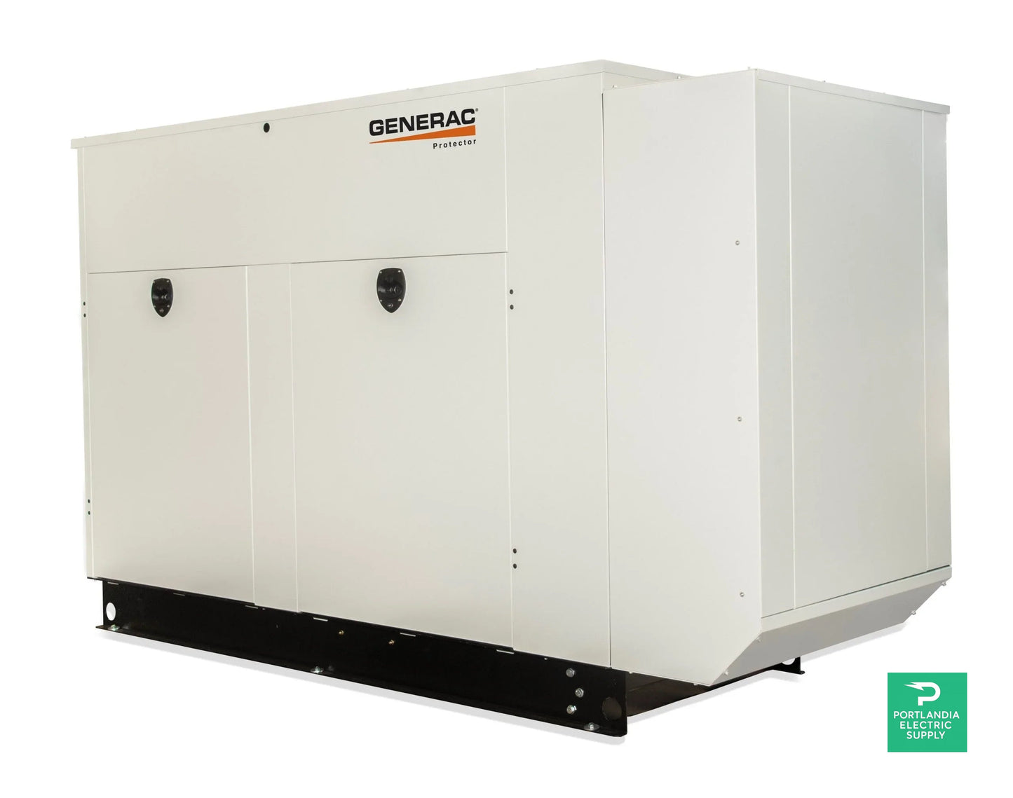 Generac Protector 100KW Automatic Standby Liquid-Cooled Gaseous Engine Generator in Aluminum Enclosure - RG10090 — side angle