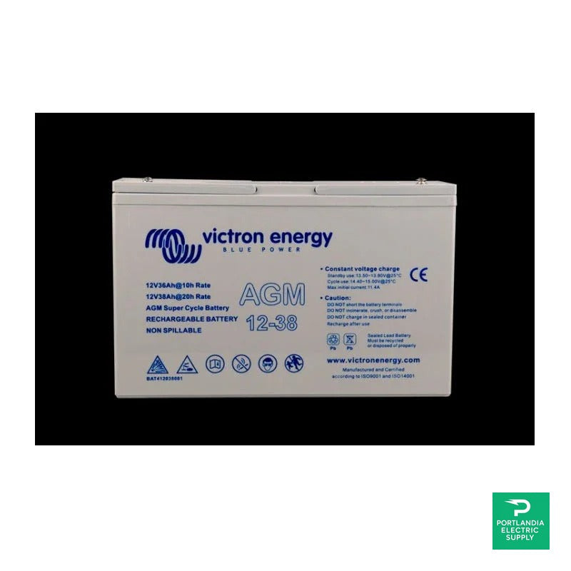 Victron 12V38Ah AGM Super Cycle Battery (M5) - BAT412038081 — front view