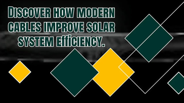 Modern cable technology for solar system efficiency with geometric shapes on black background
