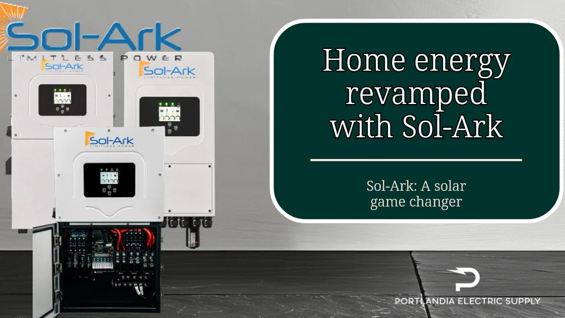 Sol-Ark home solar power inverters displayed with text promoting energy innovation