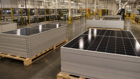 Mission Solar solar panels in a US manufacturing facility — PES Supply brand guide