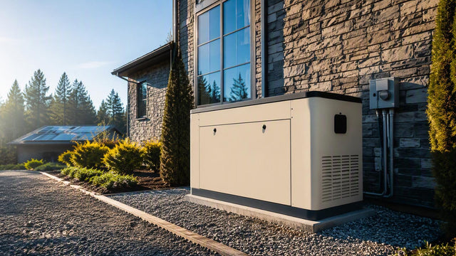 Solar panel and energy storage system containers on grass with city and wind turbines background