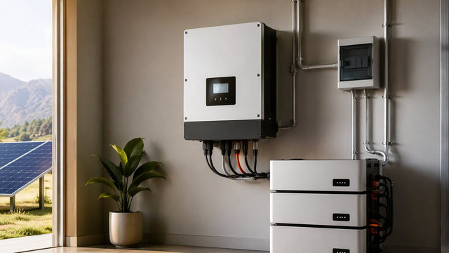 EG4 18kPV hybrid inverter with solar panels and EG4 batteries in an off-grid power setup