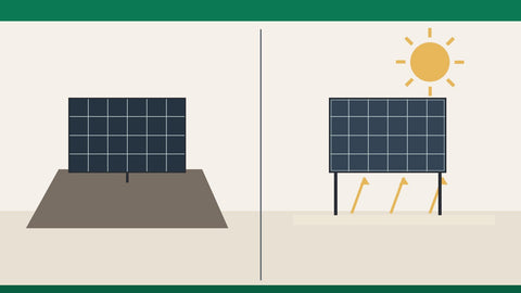 Bifacial vs monofacial solar panels comparison: flush rooftop monofacial module versus elevated bifacial panel harvesting reflected light