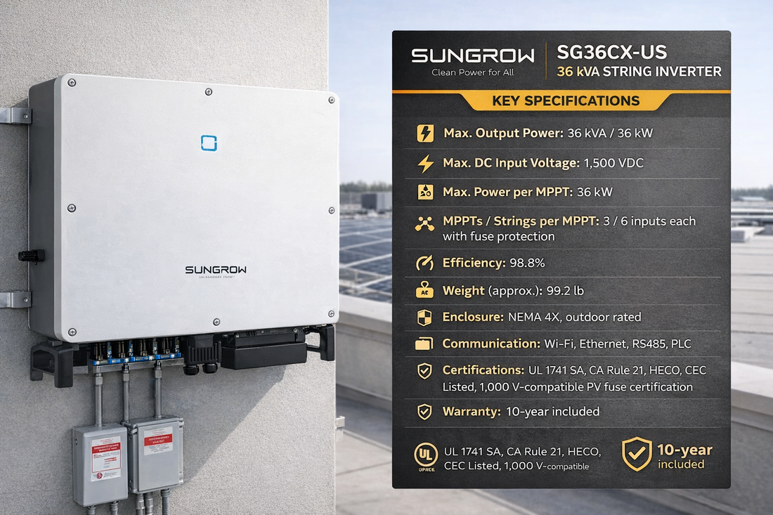 Sungrow SG36CX-US 36 kVA string inverter for commercial solar power systems