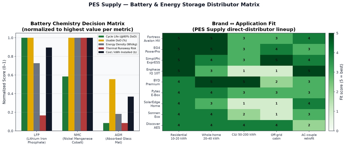 PES Supply battery and energy storage distributor matrix