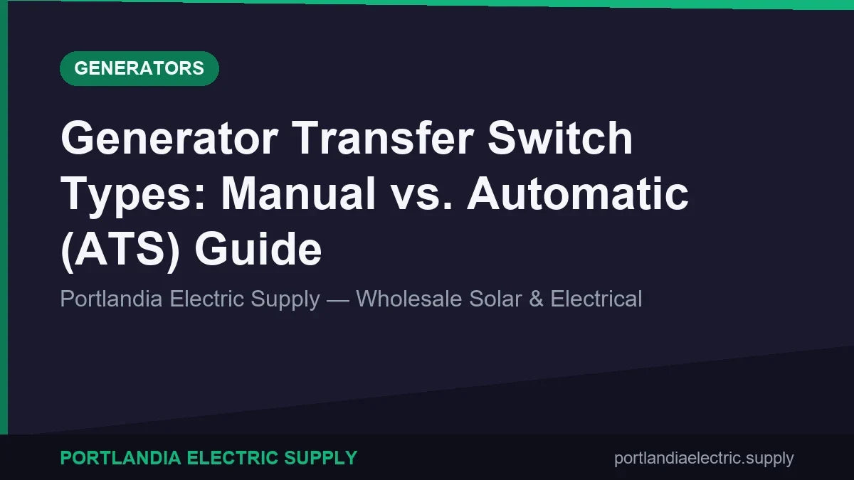 Generator Transfer Switch Types: Manual vs. Automatic (ATS) Guide