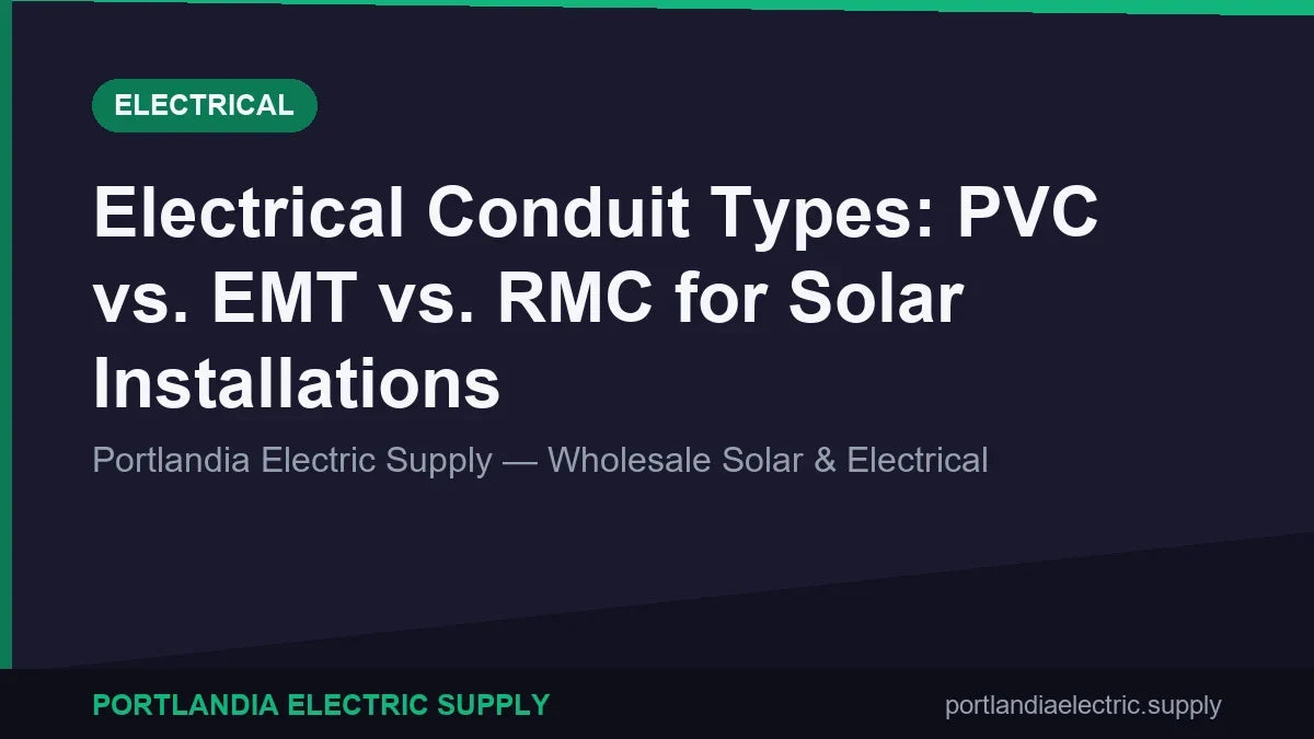 Electrical Conduit Types: PVC vs. EMT vs. RMC for Solar Installations