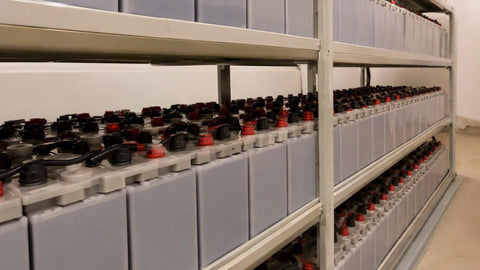 Trojan Battery deep-cycle flooded batteries on rack — PES Supply brand guide