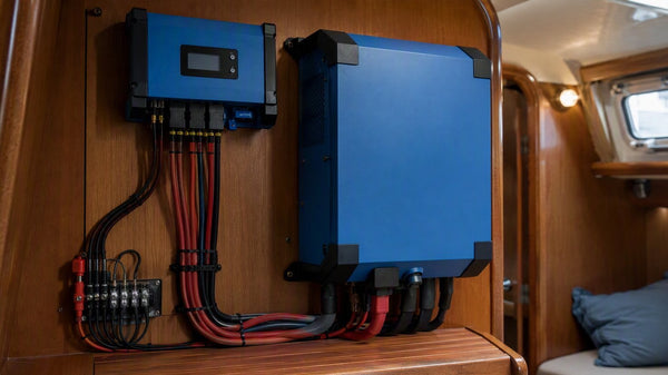 Victron Energy marine-blue charge controller and inverter-charger — PES Supply brand guide