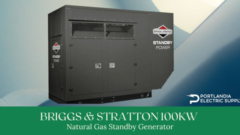 Briggs and Stratton 100kW natural gas standby generator 120 240V three-phase outdoor commercial unit by Portlandia Electric Supply