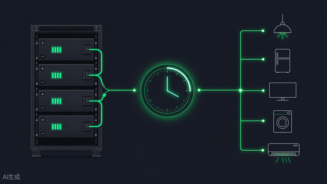 Battery runtime calculator hero — dark technical illustration, Portlandia Electric Supply
