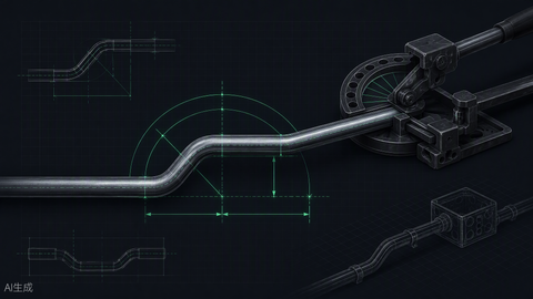 Conduit bending calculator hero — EMT offset bend with angle guides, Portlandia Electric Supply