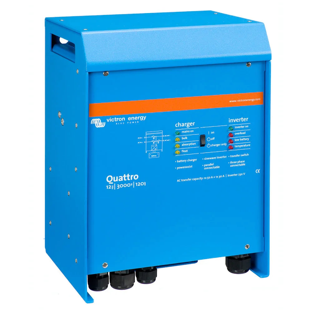 Victron Energy Quattro 12V 3000VA inverter charger blue front view