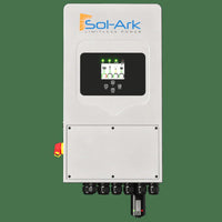 Sol-Ark 5K 1P N solar inverter front view with display and connectors