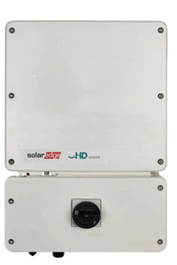 Front view of SolarEdge HD-Wave SE10000H-US inverter with white enclosure
