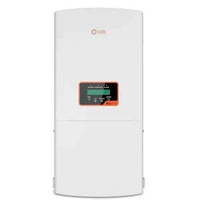 Ginlong Solis RHI-1P7K-HVES-5G solar inverter front view, white casing, digital display