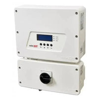 SolarEdge SE3800H inverter white box with digital display and control knob front view