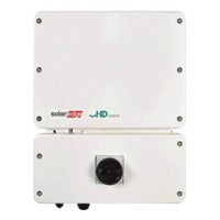 SolarEdge HD-Wave inverter front view, white enclosure with black rotary switch