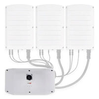 SolarEdge SE-100K-US08 inverter front view with connection cables, white background