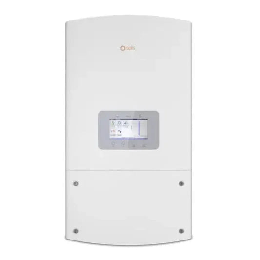Solis 40K-US-F-LSW solar inverter with front LCD display, white rectangular casing