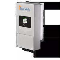 Sol-Ark 5K hybrid solar inverter with LCD display and silver casing, front view