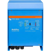 Victron Energy MultiPlus inverter charger front view, blue casing, labeled controls, model PIN123020100